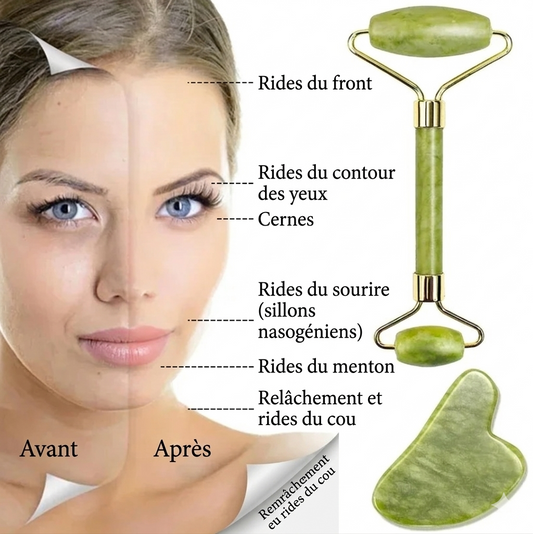 Rouleau de Jade & Pierre Gua Sha Naturelle