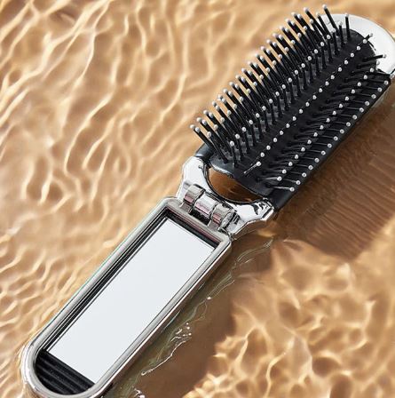 Brosse à Cheveux de Voyage 2-en-1 | Compacte & Miroir Intégré