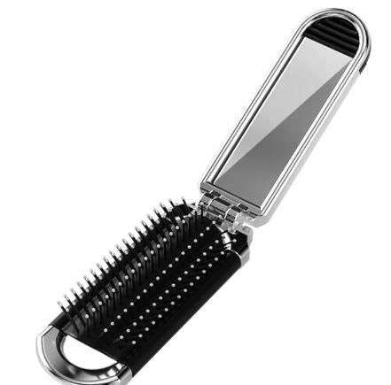 Brosse à Cheveux de Voyage 2-en-1 | Compacte & Miroir Intégré